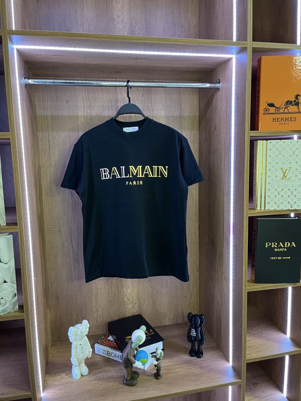 Balmain Paris Erkek Siyah T-Shirt Premium 2025